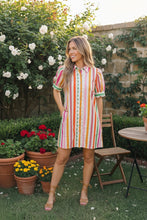 Load image into Gallery viewer, Sunshine Stripes Button Down Mini Dress
