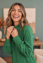 Load image into Gallery viewer, Textured Green Dream Mock Neck Top
