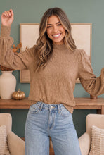 Load image into Gallery viewer, Textured Mocha Dream Mock Neck Top
