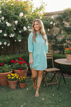 Load image into Gallery viewer, Mint Eyelet Button Front Shirt Dress
