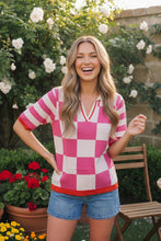 Load image into Gallery viewer, I'll Drive the Golf Cart Checkered Knit Top
