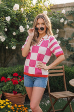 Load image into Gallery viewer, I'll Drive the Golf Cart Checkered Knit Top
