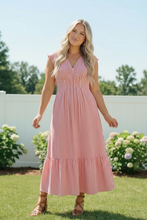 Load image into Gallery viewer, Sweet Stripe Tiered Maxi Dress in Red
