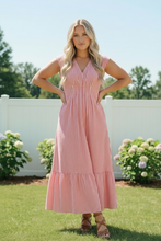 Load image into Gallery viewer, Sweet Stripe Tiered Maxi Dress in Red
