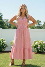Load image into Gallery viewer, Sweet Stripe Tiered Maxi Dress in Red
