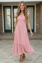 Load image into Gallery viewer, Sweet Stripe Tiered Maxi Dress in Red
