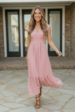Load image into Gallery viewer, Sweet Stripe Tiered Maxi Dress in Red
