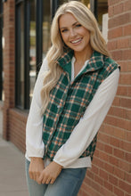 Load image into Gallery viewer, Put Together Evergreen Plaid Quilted Puffer Vest
