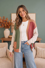 Load image into Gallery viewer, Natural Beauty Color Block Knit Cardigan
