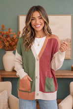 Load image into Gallery viewer, Natural Beauty Color Block Knit Cardigan
