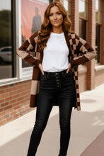 Load image into Gallery viewer, The Café Mocha Check Cardigan
