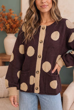 Load image into Gallery viewer, Dotty For You Chocolate Polka Dot Knit Cardigan
