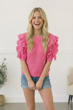 Load image into Gallery viewer, Flirty Flutter Sleeve Knit Top

