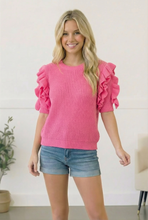 Load image into Gallery viewer, Flirty Flutter Sleeve Knit Top
