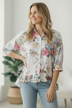 Load image into Gallery viewer, Home for the Weekend Floral Peplum Blouse
