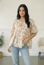 Load image into Gallery viewer, With a Rosy Glow Cream Pleated Top
