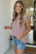 Load image into Gallery viewer, Strawberry Stripe Sleeveless V-Neck Top
