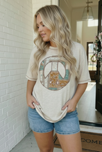 Load image into Gallery viewer, Boho Peace Patchwork Oversized Graphic Tee
