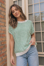 Load image into Gallery viewer, Fresh Stripes Knit Sweater Top in Green
