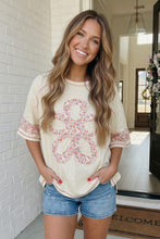 Load image into Gallery viewer, Floral Looped Cream Graphic Tee
