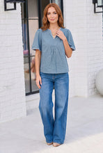 Load image into Gallery viewer, Dusty Blue Dreams Embroidered V-Neck Top
