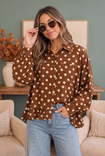 Load image into Gallery viewer, Spotted in Style Polka Dot Ruffle Blouse
