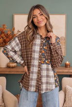 Load image into Gallery viewer, Patchwork Plaid Mixed Media Button Down Shirt
