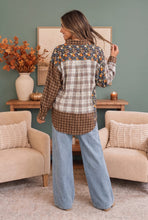 Load image into Gallery viewer, Patchwork Plaid Mixed Media Button Down Shirt
