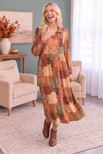 Load image into Gallery viewer, Patchwork Dreams Long Sleeve Midi Dress
