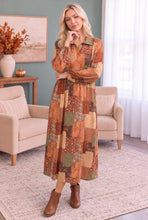 Load image into Gallery viewer, Patchwork Dreams Long Sleeve Midi Dress
