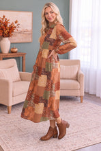 Load image into Gallery viewer, Patchwork Dreams Long Sleeve Midi Dress
