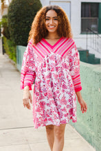 Load image into Gallery viewer, Let's Meet Up Red &amp; Pink Paisley Drop Shoulder Kimono Dress
