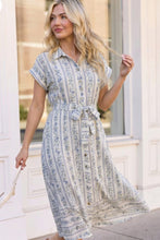 Load image into Gallery viewer, Tailored for Fun Floral Stripe Midi Dress
