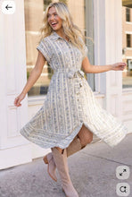 Load image into Gallery viewer, Tailored for Fun Floral Stripe Midi Dress

