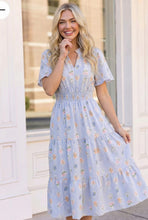 Load image into Gallery viewer, Flutter Into Late Summer Sweet Striped Floral Midi
