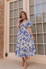 Load image into Gallery viewer, Blue Blooms &amp; Sunshine Midi Dress
