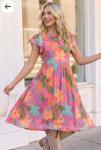 Load image into Gallery viewer, Head Turning Blooms Flutter Sleeve Midi Dress
