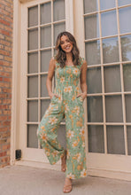 Load image into Gallery viewer, Party Ready Jumpsuit in Green Floral Bliss
