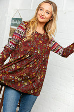 Load image into Gallery viewer, Burgundy Hacci Babydoll Ethnic Sleeve Top

