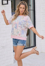 Load image into Gallery viewer, Floral Patchwork Short Sleeve Sweatshirt Top
