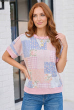 Load image into Gallery viewer, Sweet Patchwork Dreams Short Sleeve Top

