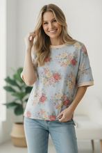 Load image into Gallery viewer, Vintage Bloom Light Blue Boyfriend Tee
