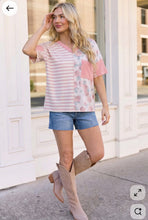 Load image into Gallery viewer, So Rosy Mixed Print V-Neck Top
