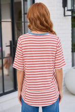 Load image into Gallery viewer, Retro Stripe Oversized Tee with Contrast Ribbed Neck
