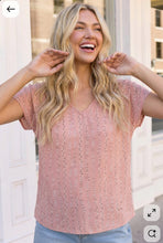 Load image into Gallery viewer, Coral Bloom Floral Stripe V-Neck Top
