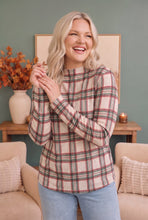Load image into Gallery viewer, Plaid About You Mock Neck in Ivory
