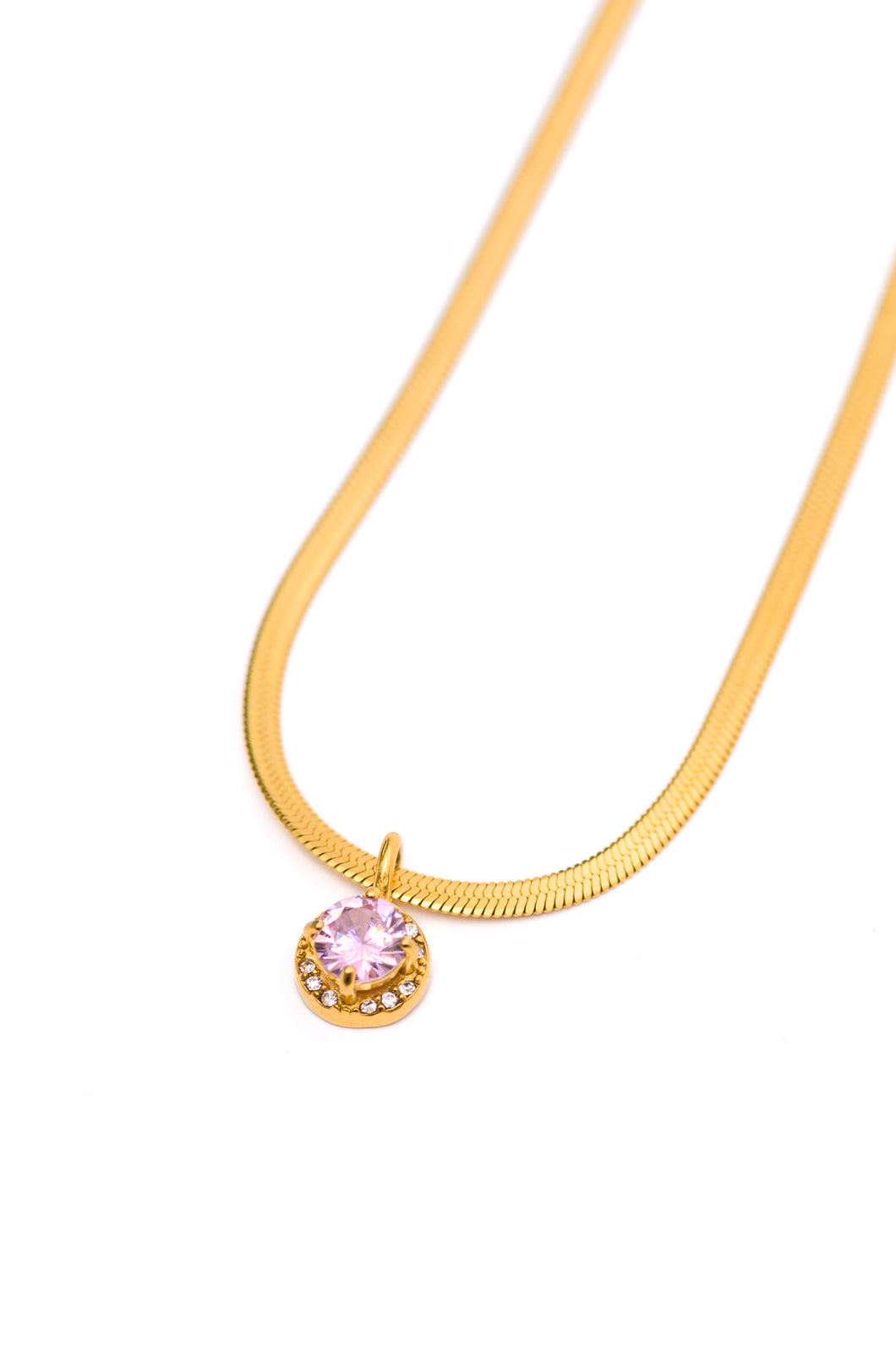 NO TARNISH- Here to Shine Gold Plated Necklace in Pink