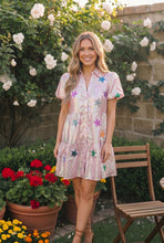 Load image into Gallery viewer, Holographic Pink Star Patch Mini Dress
