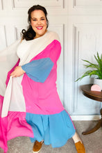 Load image into Gallery viewer, Feel Your Best Taupe &amp; Fuchsia Color Block Ruffle Hem Kimono
