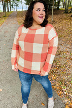 Load image into Gallery viewer, Rust Checker Plaid French Terry Top
